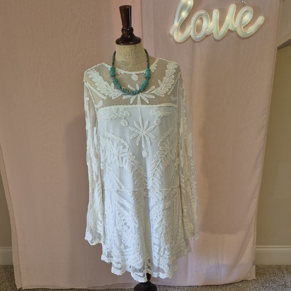 Aeropostale Cream Bell Sleeve Midi Dress XL